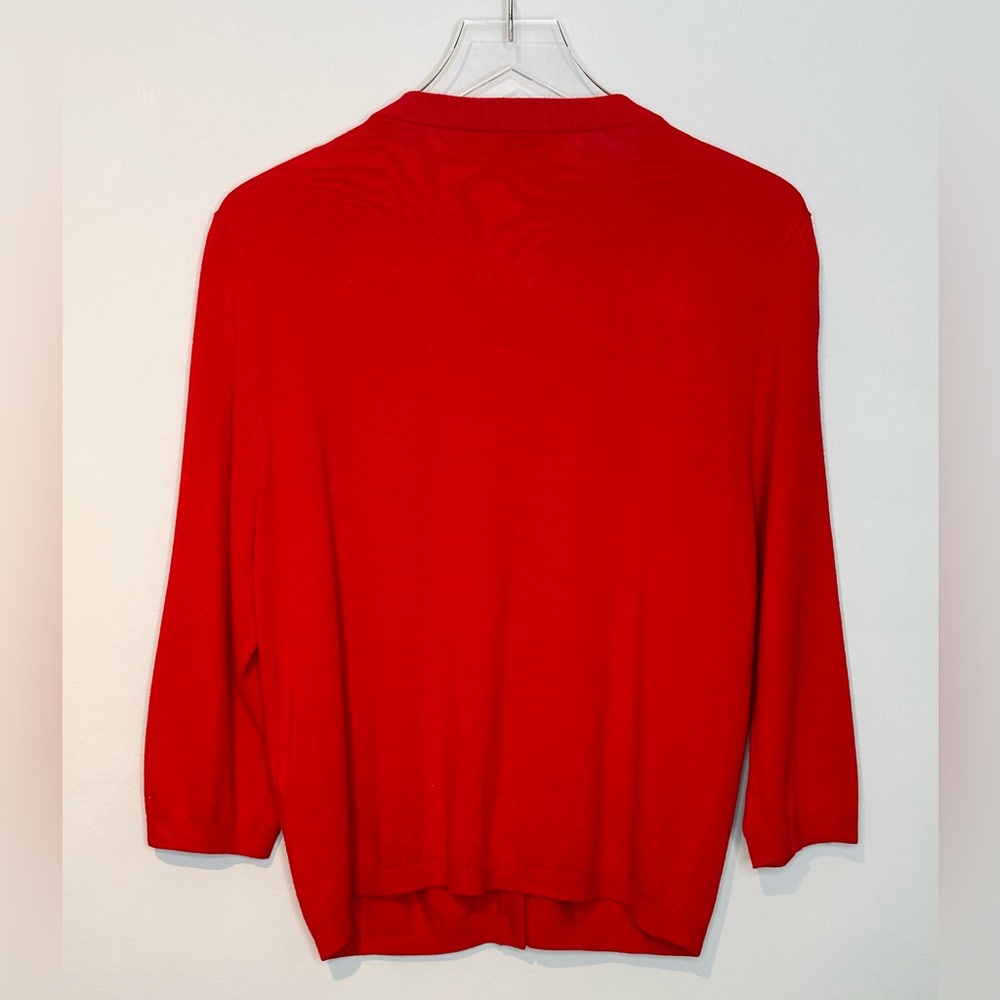 Kate Spade Caroline Vibrant Red Rhinestone Trim Wool Blend Cardigan Sweater Top - Picture 3 of 12
